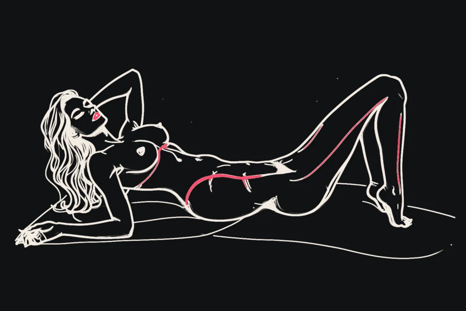 A reclining woman, drawn in an intimate pose