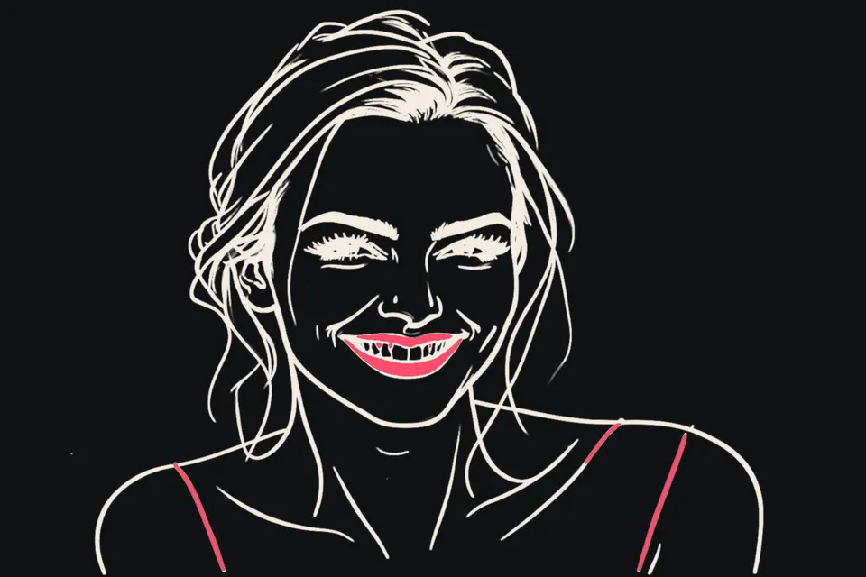 Close-up of a smiling woman with braces