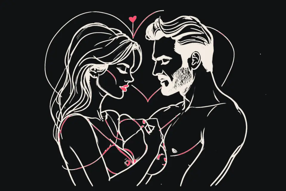 A couple embraces with their foreheads touching