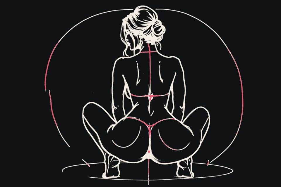 A woman with a full figure seen from behind