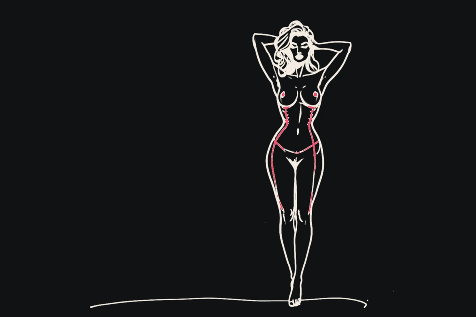 A short slim woman stands on tiptoe