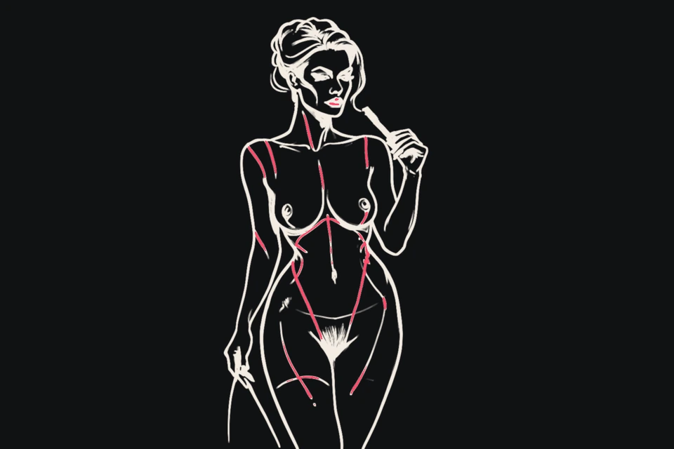 A woman stands holding a razor
