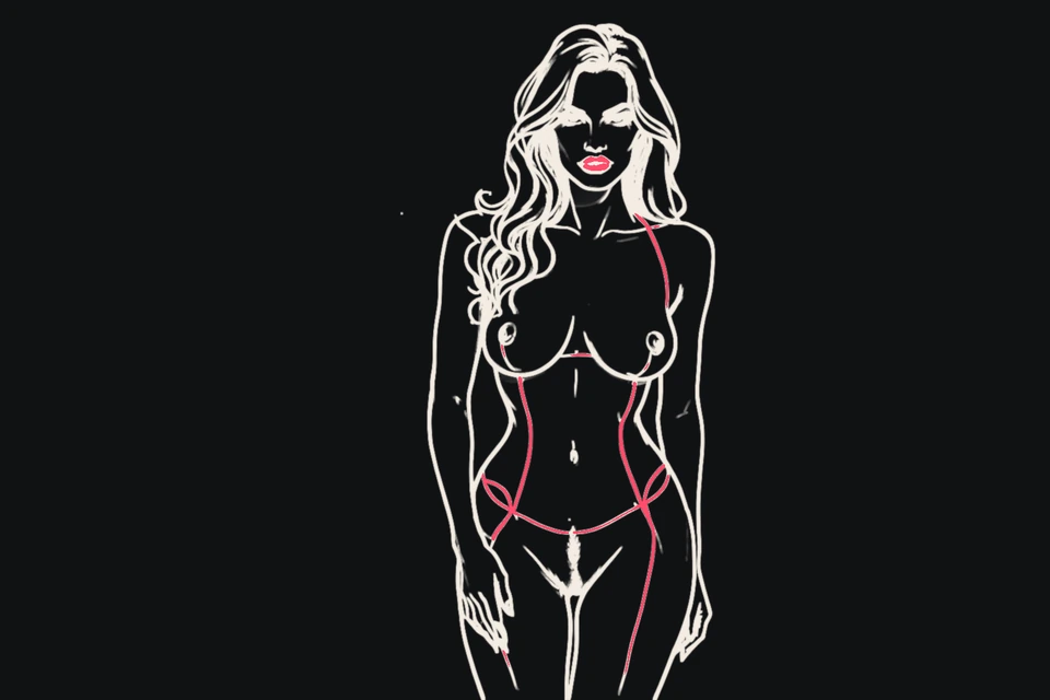 A trans woman stands in an elegant pose