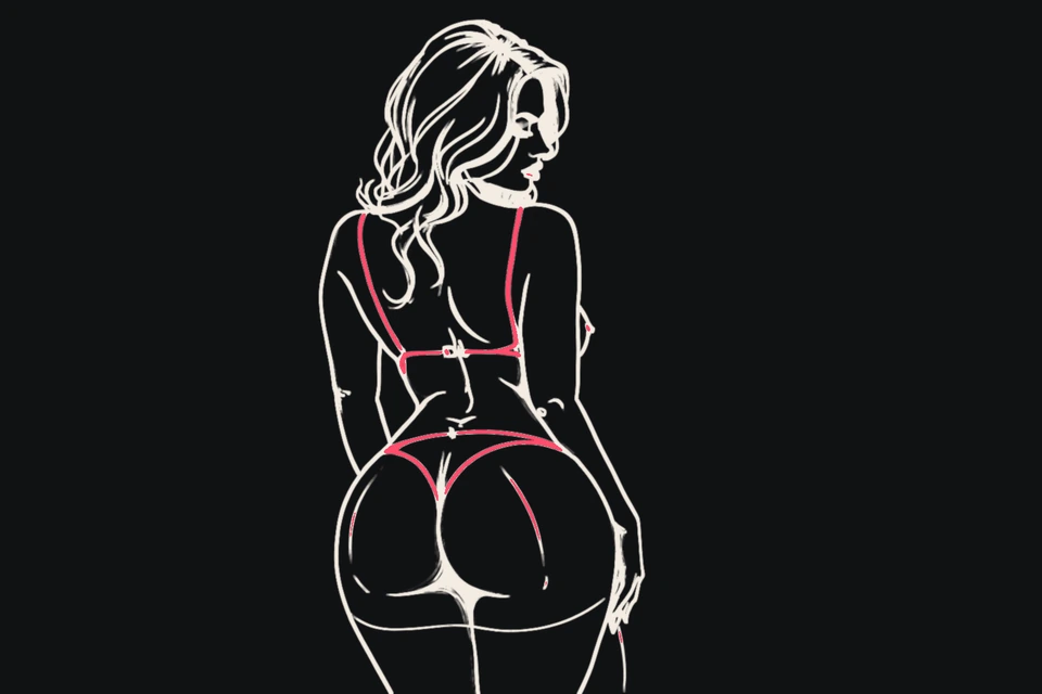 A curvy woman seen from behind looks back over her shoulder
